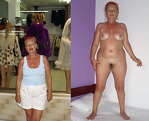 beautiful granny dressed undressed posing