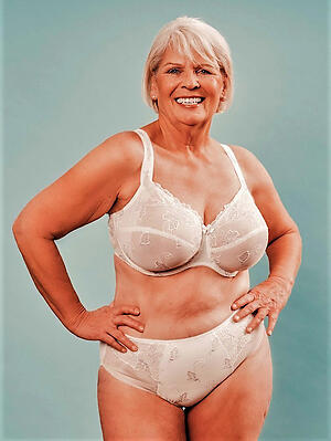 dispirited older women in lingerie