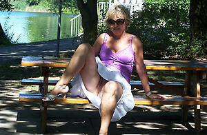 horny older women upskirt show missing pussy