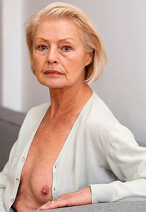 amazing doyenne women with laconic chest poses naked